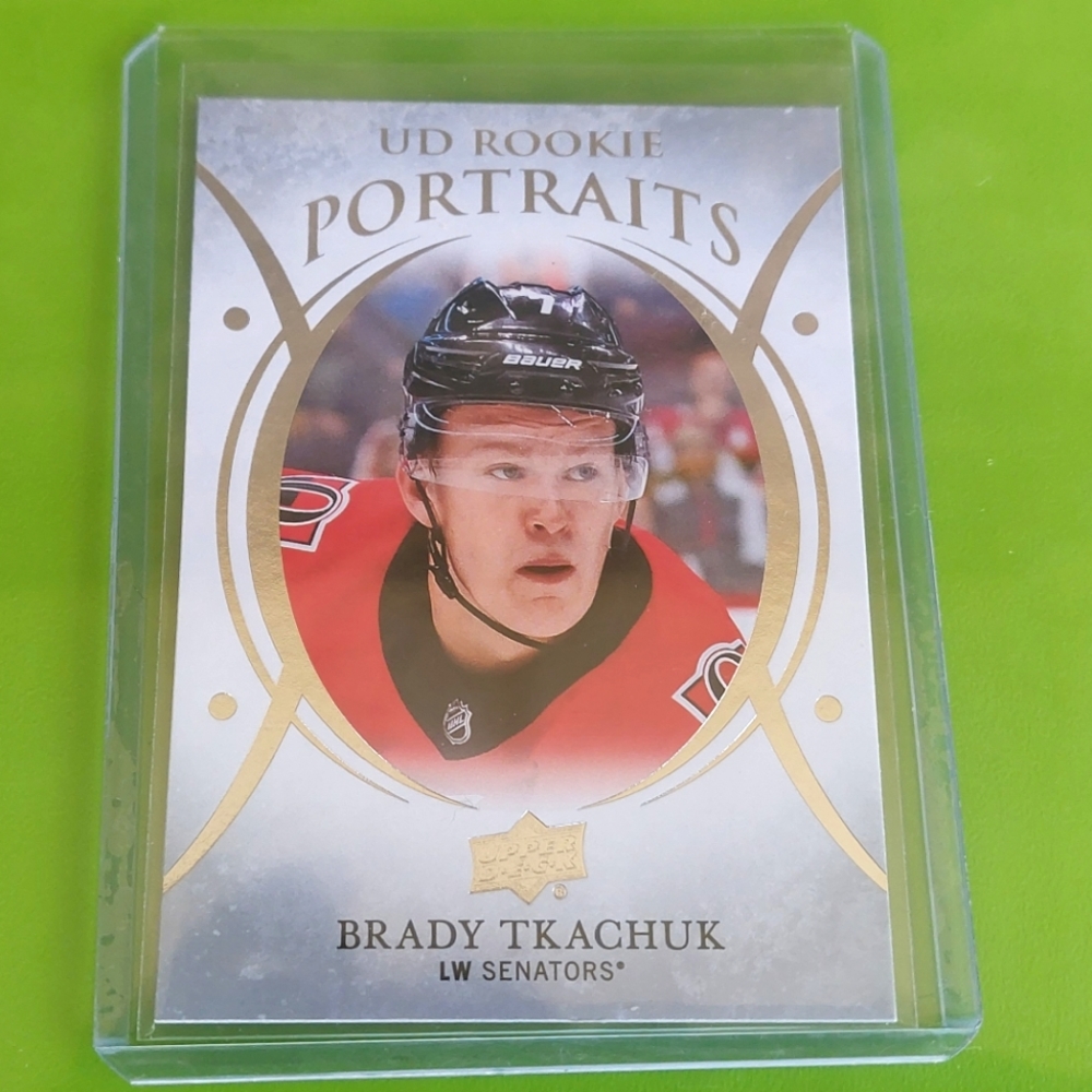Brady Tkachuk UD Portraits Rookie Hockey Card Ottawa Senators 2018/19 P-77